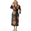 image:imagePrinStory Robes for Women Soft Kimono Bathrobe Lightweight Knit Sleepwear long Lounge RobesRed Brown Black