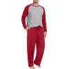 image:imagePrinStory Mens Pajama Sets Loungewear Sleepwear Pjs Lightweight Long Sleeve Shirts and Bottoms Soft Comfy Sleep Sets S4XLRed