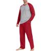 image:imagePrinStory Mens Pajama Sets Loungewear Sleepwear Pjs Lightweight Long Sleeve Shirts and Bottoms Soft Comfy Sleep Sets S4XLRed