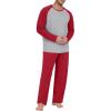image:imagePrinStory Mens Pajama Sets Loungewear Sleepwear Pjs Lightweight Long Sleeve Shirts and Bottoms Soft Comfy Sleep Sets S4XLRed