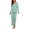 image:imagePrinStory Womens Pajama Set Long Sleeve Sleepwear Ladies Lounge Set Soft Pjs Loungewear 2026Fpmint Green