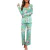 image:imagePrinStory Womens Pajama Set Long Sleeve Sleepwear Ladies Lounge Set Soft Pjs Loungewear 2026Fpmint Green