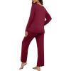 image:imagePrinStory Womens Pajama Set Long Sleeve Sleepwear Ladies Lounge Set Soft Pjs Loungewear 2026Wine Red