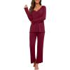 image:imagePrinStory Womens Pajama Set Long Sleeve Sleepwear Ladies Lounge Set Soft Pjs Loungewear 2026Wine Red