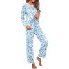 image:imagePrinStory Womens Pajama Set Long Sleeve Sleepwear Ladies Soft Pjs Lounge Set 2026Jasmine Blue