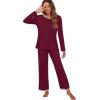 image:imagePrinStory Womens Pajama Set Long Sleeve Sleepwear Ladies Soft Pjs Lounge Set 2026Wine Red