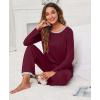 image:imagePrinStory Womens Pajama Set Long Sleeve Sleepwear Ladies Soft Pjs Lounge Set 2026Wine Red