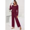 image:imagePrinStory Womens Pajama Set Long Sleeve Sleepwear Ladies Soft Pjs Lounge Set 2026Wine Red