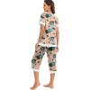 image:imagePrinStory Womens Pajama Set Short Sleeve Shirt and Capri Pants Sleepwear Pjs Sets Lounge SetFppink Glass