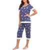 image:imagePrinStory Womens Pajama Set Short Sleeve Shirt and Capri Pants Sleepwear Pjs Sets Lounge SetFppurple Gray Swan