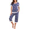 image:imagePrinStory Womens Pajama Set Short Sleeve Shirt and Capri Pants Sleepwear Pjs Sets Lounge SetFppurple Gray Swan