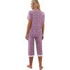 image:imagePrinStory Womens Pajama Set Short Sleeve Shirt and Capri Pants Sleepwear Pjs Sets with PocketsWhite Star Purple