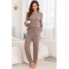 image:imagePrinStory Womens Pajama Sets Long Sleeve Pajamas Soft Pjs Sets for Women 2 Piece Lounge Set Loungewear with PocketsKhaki