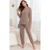 image:imagePrinStory Womens Pajama Sets Long Sleeve Pajamas Soft Pjs Sets for Women 2 Piece Lounge Set Loungewear with PocketsKhaki