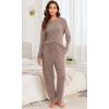 image:imagePrinStory Womens Pajama Sets Long Sleeve Pajamas Soft Pjs Sets for Women 2 Piece Lounge Set Loungewear with PocketsKhaki