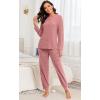 image:imagePrinStory Womens Pajama Sets Long Sleeve Pajamas Soft Pjs Sets for Women 2 Piece Lounge Set Loungewear with PocketsPink