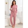 image:imagePrinStory Womens Pajama Sets Long Sleeve Pajamas Soft Pjs Sets for Women 2 Piece Lounge Set Loungewear with PocketsPink