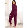 image:imagePrinStory Womens Pajama Sets Long Sleeve Pajamas Soft Pjs Sets for Women 2 Piece Lounge Set Loungewear with PocketsWine Red