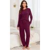 image:imagePrinStory Womens Pajama Sets Long Sleeve Pajamas Soft Pjs Sets for Women 2 Piece Lounge Set Loungewear with PocketsWine Red
