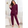 image:imagePrinStory Womens Pajama Sets Long Sleeve Pajamas Soft Pjs Sets for Women 2 Piece Lounge Set Loungewear with PocketsWine Red