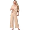 image:imagePrinStory Womens Pajama Sets Short Sleeve Pajamas Set 2 Piece Pjs Sets for Women Comfy Loungewear with PocketsWheaten