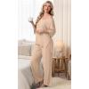 image:imagePrinStory Womens Pajama Sets Short Sleeve Pajamas Set 2 Piece Pjs Sets for Women Comfy Loungewear with PocketsWheaten
