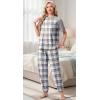 image:imagePrinStory Womens Pajama Sets Short Sleeve Pjs 2 Piece Lounge Set Soft Pj Sets Lightweight Sleepwear Loungewear with PocketsFpblue White Plaid
