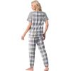 image:imagePrinStory Womens Pajama Sets Short Sleeve Pjs 2 Piece Lounge Set Soft Pj Sets Lightweight Sleepwear Loungewear with PocketsFpblue White Plaid