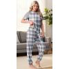 image:imagePrinStory Womens Pajama Sets Short Sleeve Pjs 2 Piece Lounge Set Soft Pj Sets Lightweight Sleepwear Loungewear with PocketsFpblue White Plaid