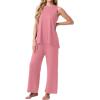 image:imagePrinStory Womens Pajamas Sets 2 Piece Soft Pjs for Women Sleeveless Pajama Set Summer Loungewear with PocketsPink