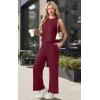 image:imagePrinStory Womens Pajamas Sets 2 Piece Soft Pjs for Women Sleeveless Pajama Set Summer Loungewear with PocketsWine Red