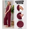 image:imagePrinStory Womens Pajamas Sets 2 Piece Soft Pjs for Women Sleeveless Pajama Set Summer Loungewear with PocketsWine Red