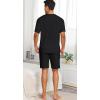 image:imagePrinStory Mens Pajamas Set Summer Pjs Sets Lightweight Short Sleeve Pajama Shorts Set Soft Sleepwear Loungewear with PocketsBlack