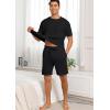 image:imagePrinStory Mens Pajamas Set Summer Pjs Sets Lightweight Short Sleeve Pajama Shorts Set Soft Sleepwear Loungewear with PocketsBlack