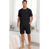 image:imagePrinStory Mens Pajamas Set Summer Pjs Sets Lightweight Short Sleeve Pajama Shorts Set Soft Sleepwear Loungewear with PocketsBlack