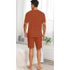image:imagePrinStory Mens Pajamas Set Summer Pjs Sets Lightweight Short Sleeve Pajama Shorts Set Soft Sleepwear Loungewear with PocketsCaramel