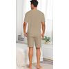 image:imagePrinStory Mens Pajamas Set Summer Pjs Sets Lightweight Short Sleeve Pajama Shorts Set Soft Sleepwear Loungewear with PocketsKhaki