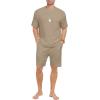 image:imagePrinStory Mens Pajamas Set Summer Pjs Sets Lightweight Short Sleeve Pajama Shorts Set Soft Sleepwear Loungewear with PocketsKhaki