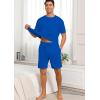 image:imagePrinStory Mens Pajamas Set Summer Pjs Sets Lightweight Short Sleeve Pajama Shorts Set Soft Sleepwear Loungewear with PocketsRoyal Blue