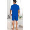 image:imagePrinStory Mens Pajamas Set Summer Pjs Sets Lightweight Short Sleeve Pajama Shorts Set Soft Sleepwear Loungewear with PocketsRoyal Blue