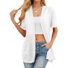 image:imagePrinStory Short Sleeve Cardigans for Women Lightweight Sheer Knit Casual Cover Up with Pockets Summer 2026 Outfit1 White