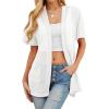 image:imagePrinStory Short Sleeve Cardigans for Women Lightweight Sheer Knit Casual Cover Up with Pockets Summer 2026 Outfit1 White