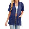 image:imagePrinStory Short Sleeve Cardigans for Women Lightweight Sheer Knit Casual Cover Up with Pockets Summer 2026 Outfit2 Navy Blue