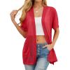 image:imagePrinStory Short Sleeve Cardigans for Women Lightweight Sheer Knit Casual Cover Up with Pockets Summer 2026 Outfit5 Red