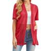 image:imagePrinStory Short Sleeve Cardigans for Women Lightweight Sheer Knit Casual Cover Up with Pockets Summer 2026 Outfit5 Red