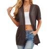 image:imagePrinStory Short Sleeve Cardigans for Women Lightweight Sheer Knit Casual Cover Up with Pockets Summer 2026 Outfit7 Coffee