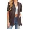image:imagePrinStory Short Sleeve Cardigans for Women Lightweight Sheer Knit Casual Cover Up with Pockets Summer 2026 Outfit7 Coffee