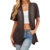 image:imagePrinStory Short Sleeve Cardigans for Women Lightweight Sheer Knit Casual Cover Up with Pockets Summer 2026 Outfit7 Coffee