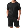 image:imagePrinStory Mens Pajamas Set Summer Pjs Sets for Men 2 Piece Pajamas Sets Soft Lounge Wear with PocketsBlack
