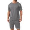 image:imagePrinStory Mens Pajamas Set Summer Pjs Sets for Men 2 Piece Pajamas Sets Soft Lounge Wear with PocketsDark Gray